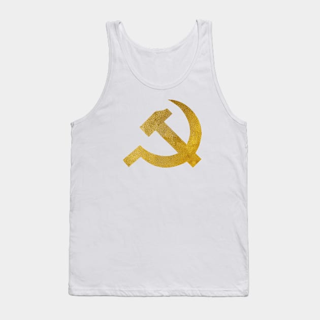 Golden Communist Symbol Hammer and Sickle Tank Top by NINE69